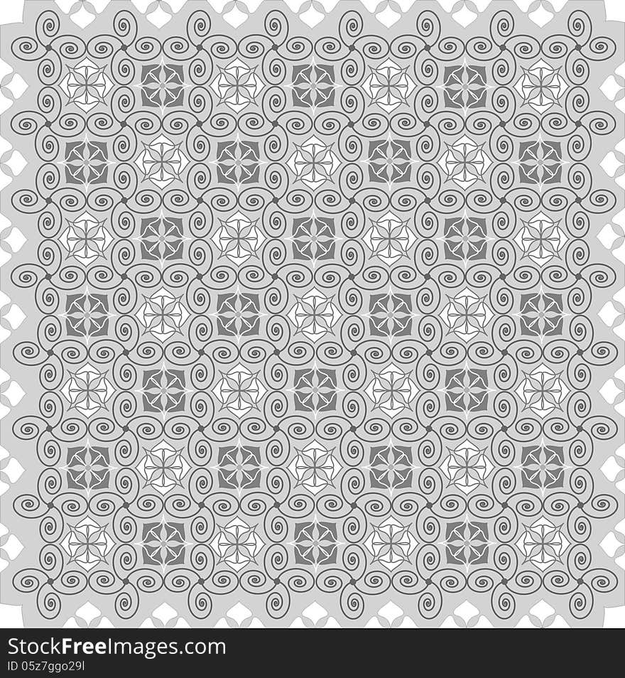 Grey openwork symmetrical abstract flower background. Grey openwork symmetrical abstract flower background