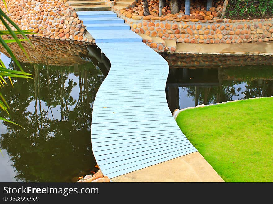 Colorful Walk way bridge in the garden