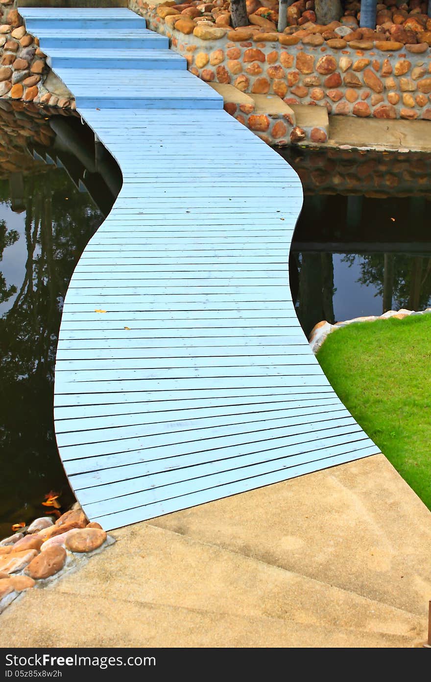 Colorful Walk way bridge in the garden