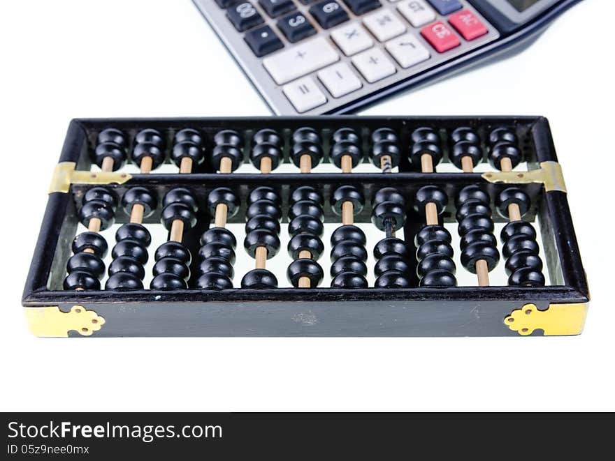 Wood abacus on white background