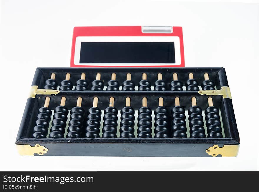 Wood abacus with the screencalculator