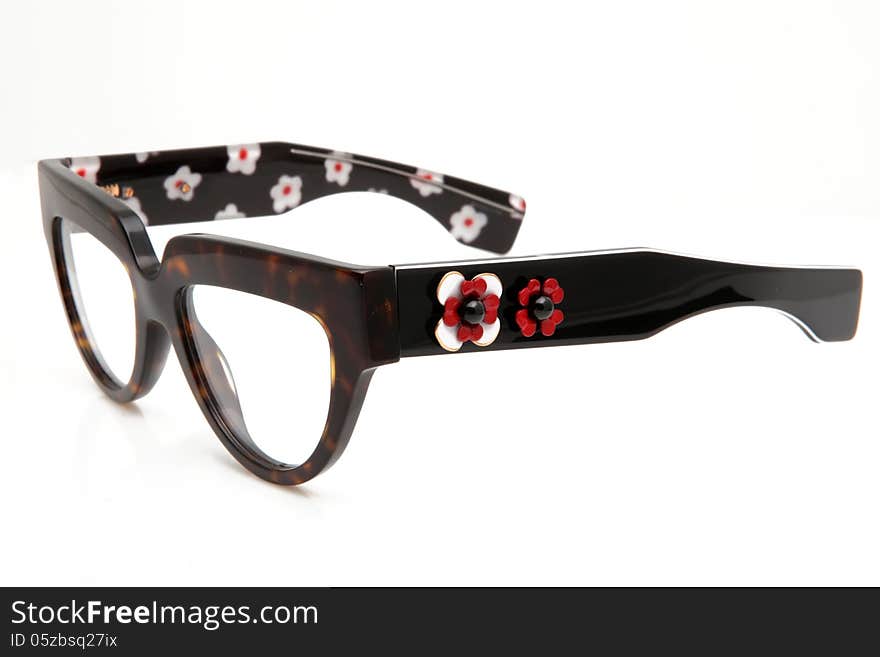 Nice womens glasses with white and red flowers