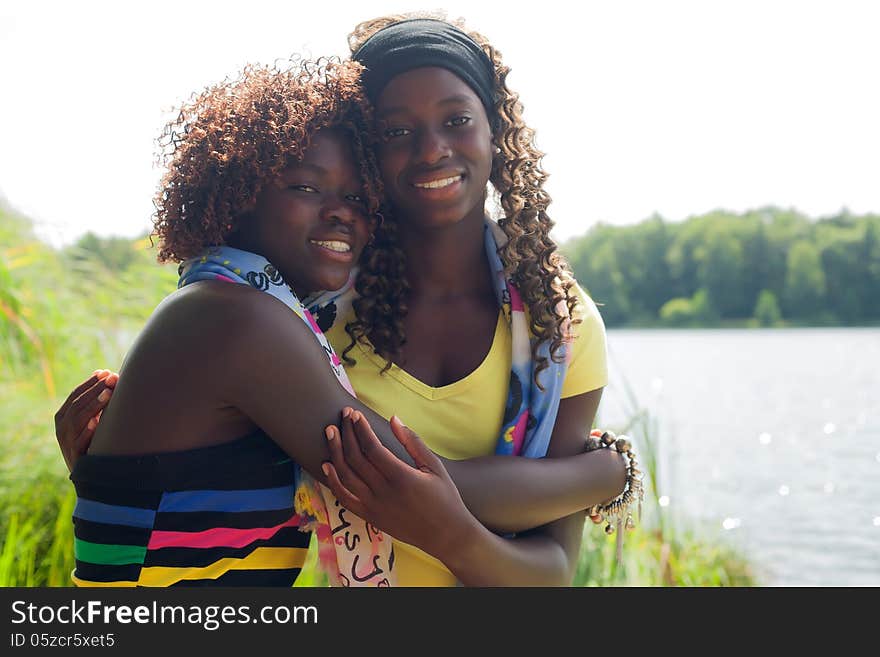 Happy african children having a nice dat at the park. Happy african children having a nice dat at the park