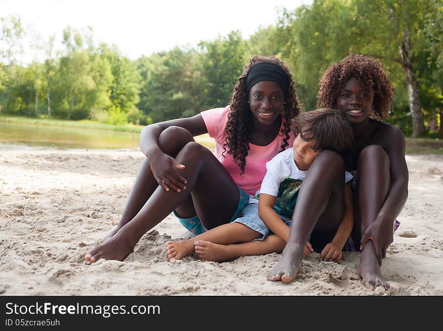 Happy african children having a nice dat at the park. Happy african children having a nice dat at the park