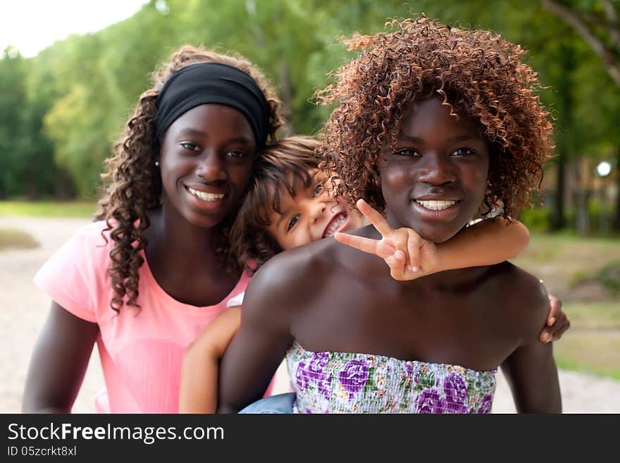 Happy african children having a nice dat at the park. Happy african children having a nice dat at the park