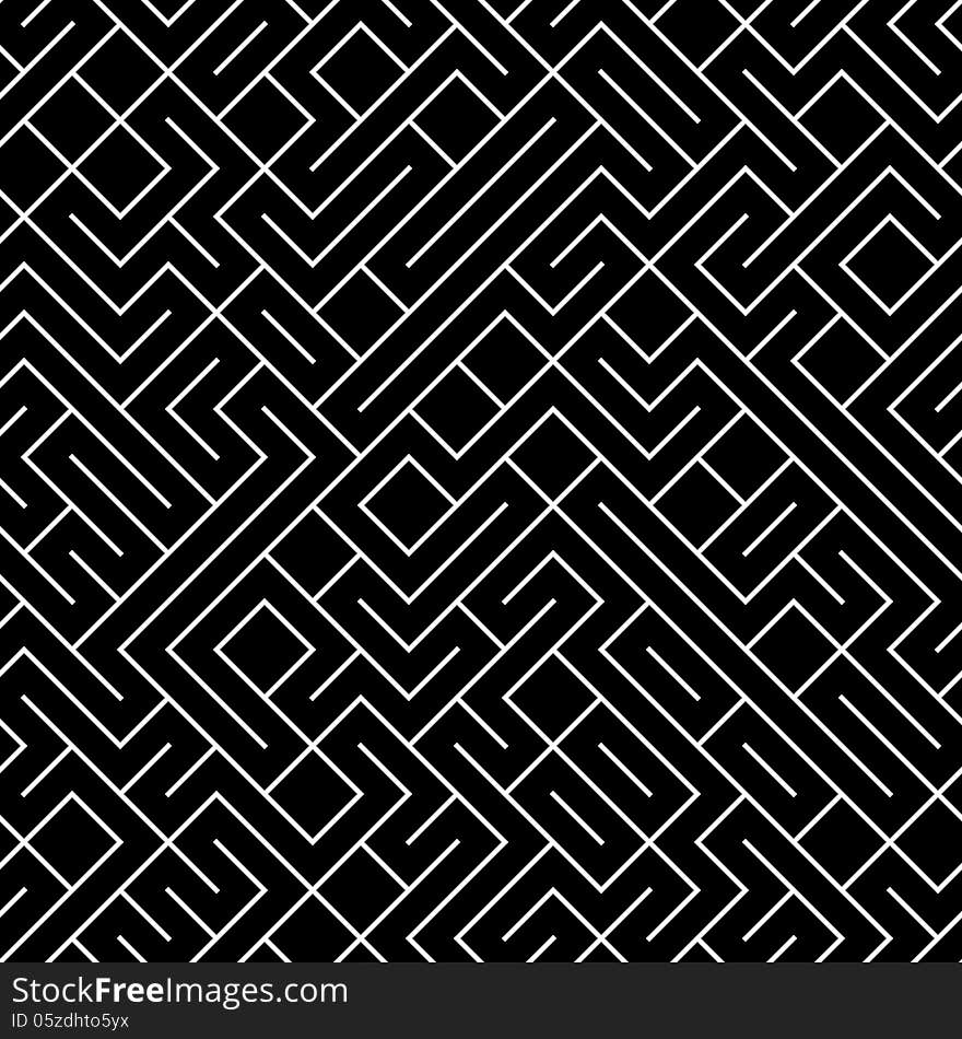 Seamless black and white maze background. Seamless black and white maze background