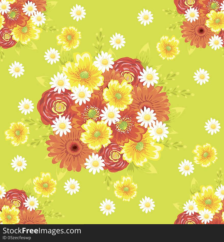 Vector seamless background with flowers. Vector seamless background with flowers