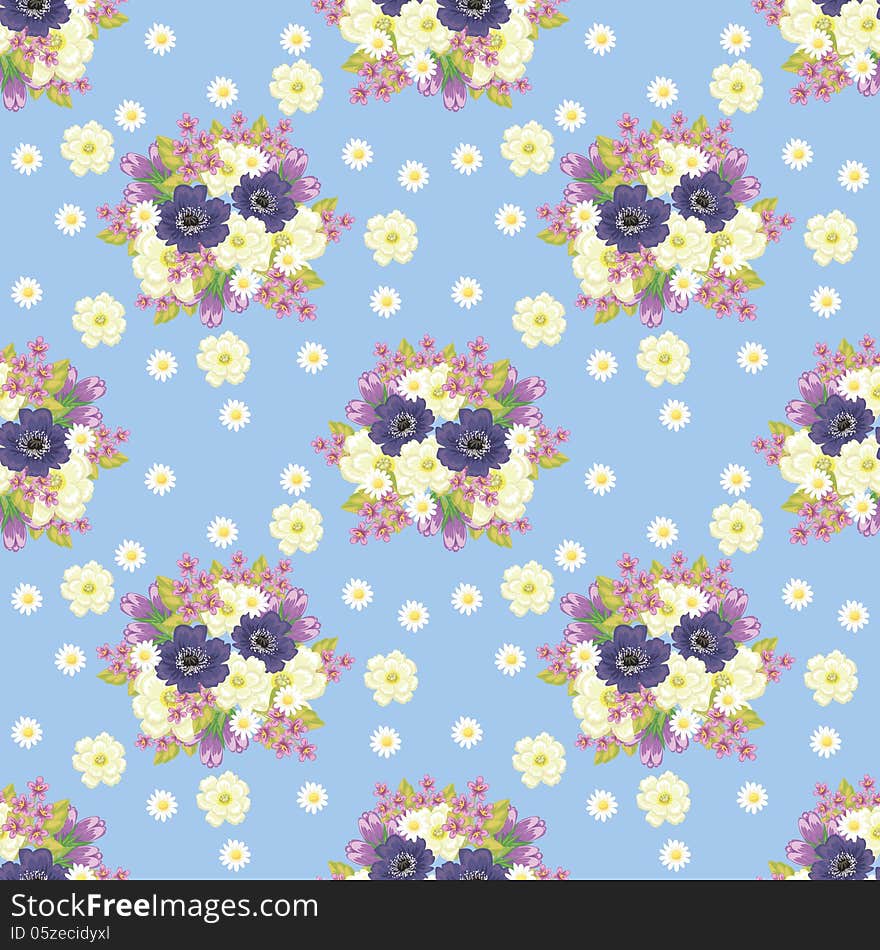 Vector seamless background with flowers. Vector seamless background with flowers