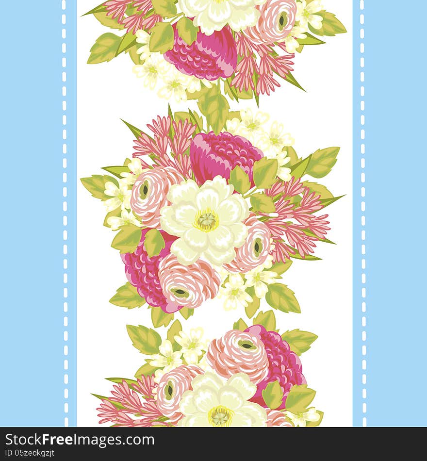 Vector seamless background with flowers. Vector seamless background with flowers