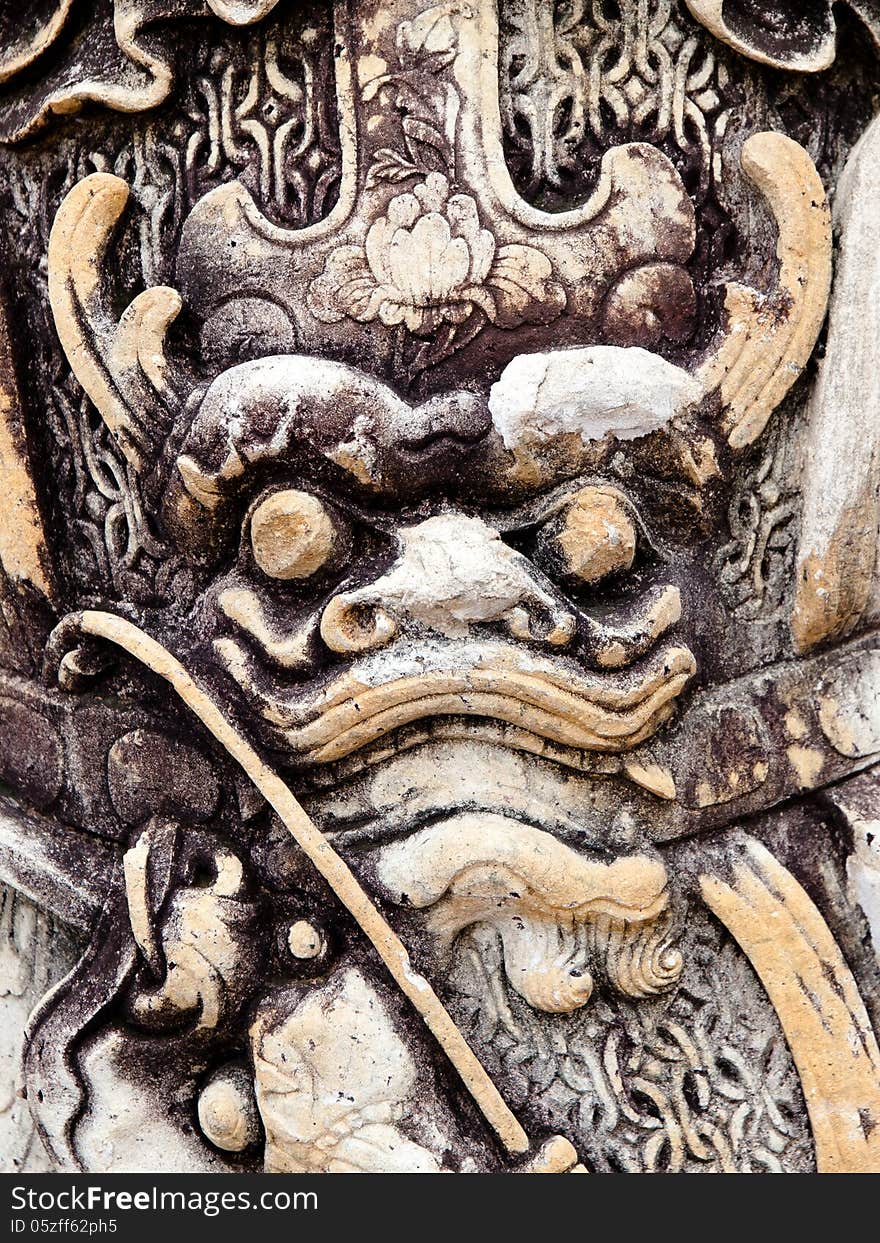 Old Chinese stone dragon statue art background