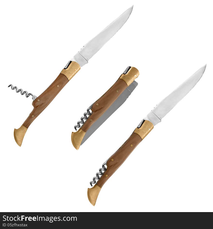 Three knife white background