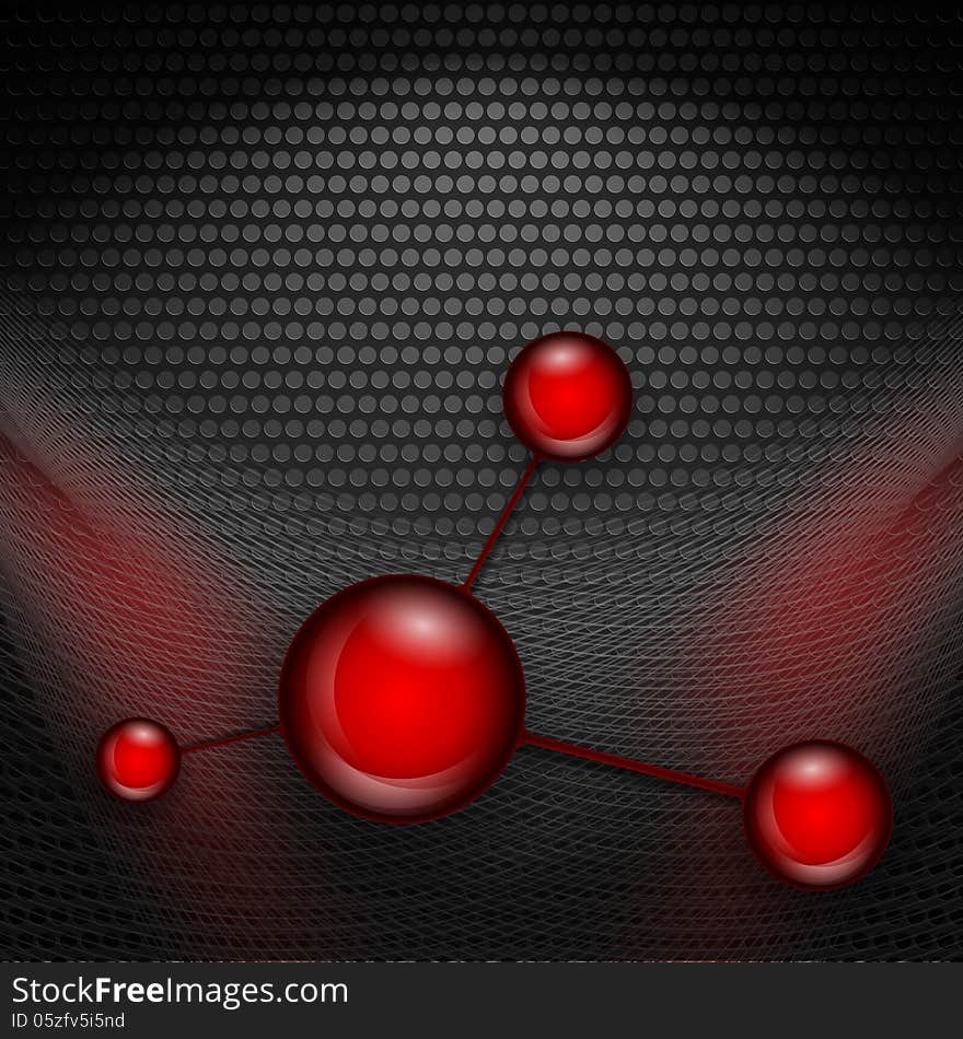 Metallic vector background with glossy balls