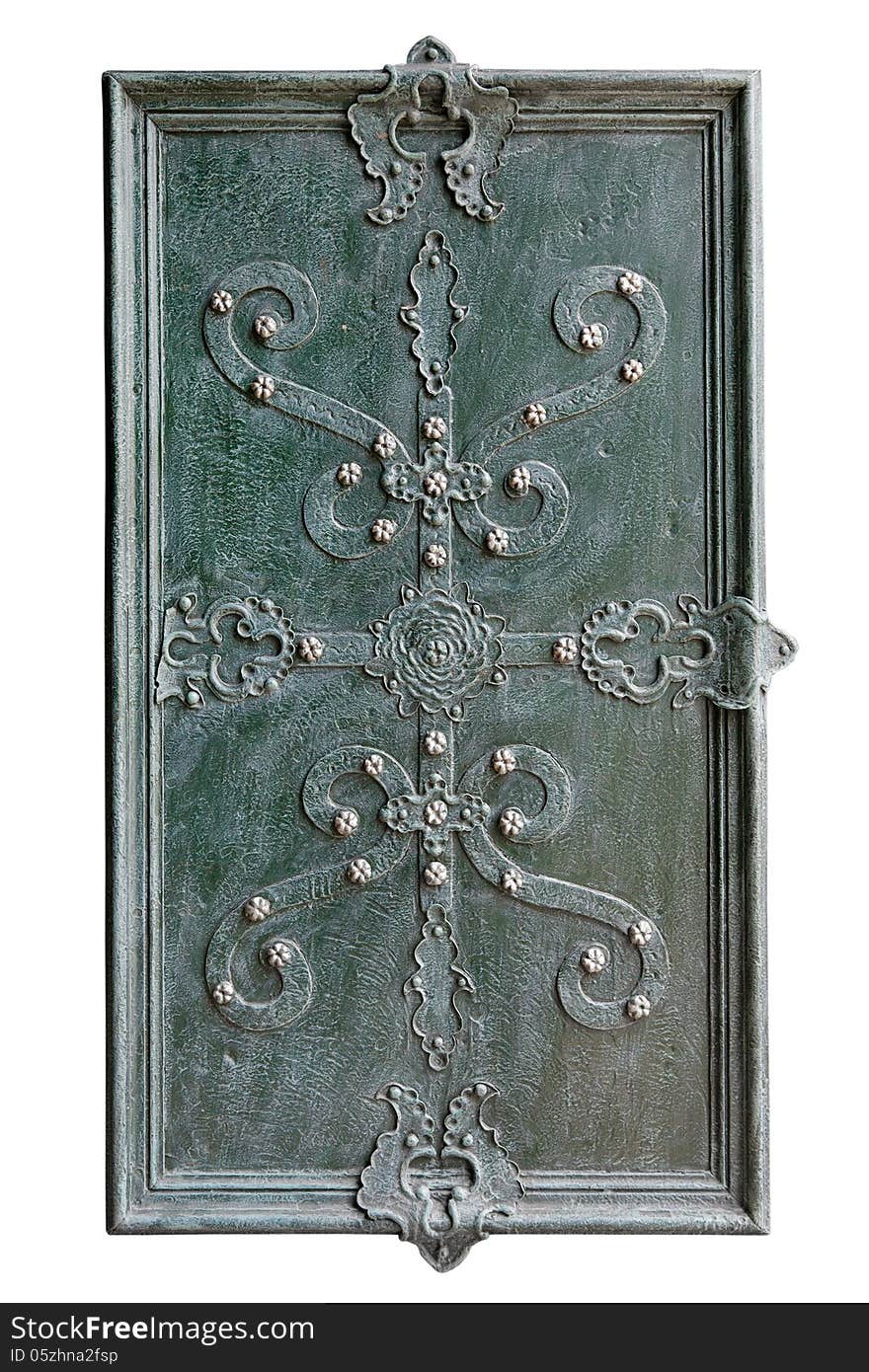 Part of decorated door with wrought iron