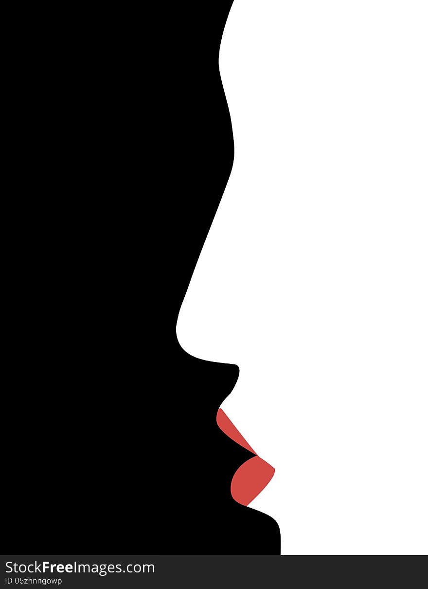 Illustration of a womans face in profile vector