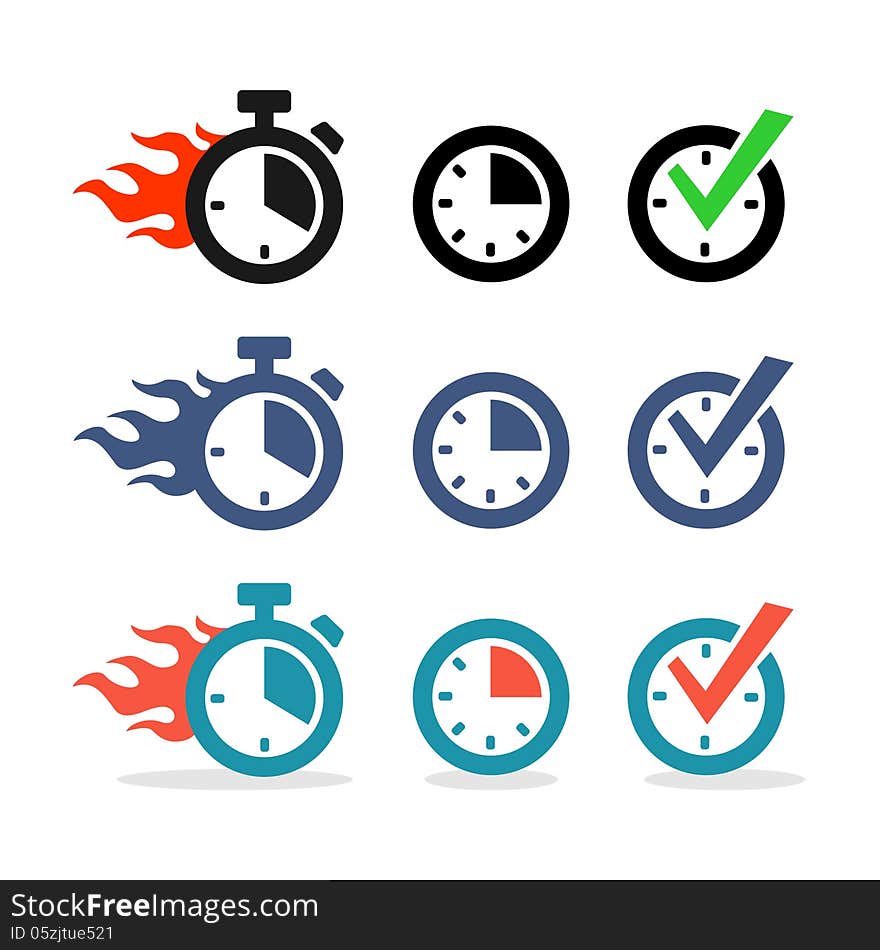 Icons symbol of performance in exactly the specified time. Icons symbol of performance in exactly the specified time