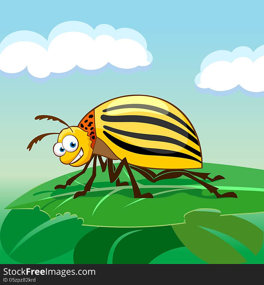 Cartoon Colorado Potato Beetle