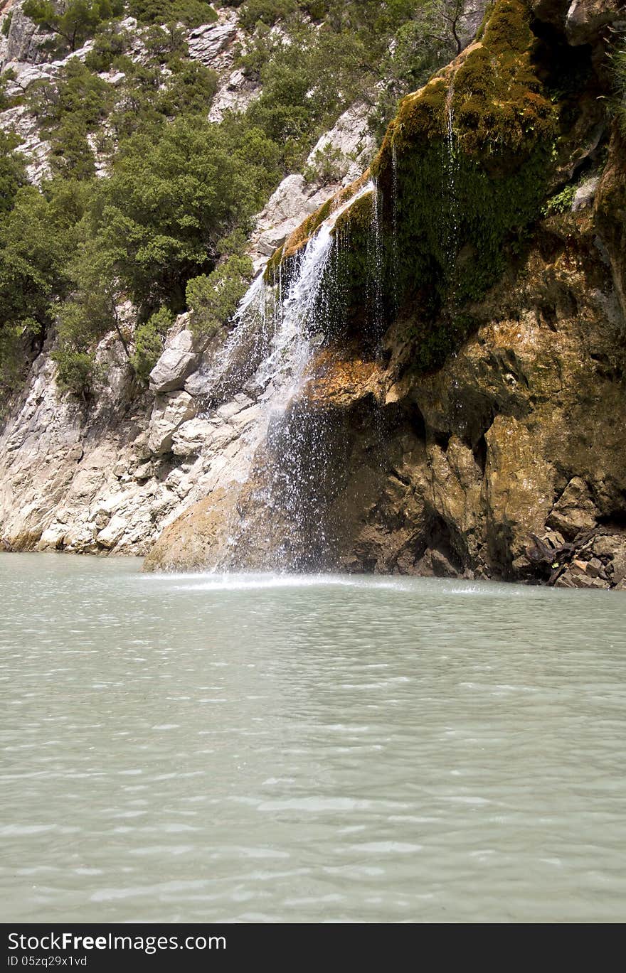 Cascade on the River Verdon at the beginning of the Gorge. Cascade on the River Verdon at the beginning of the Gorge