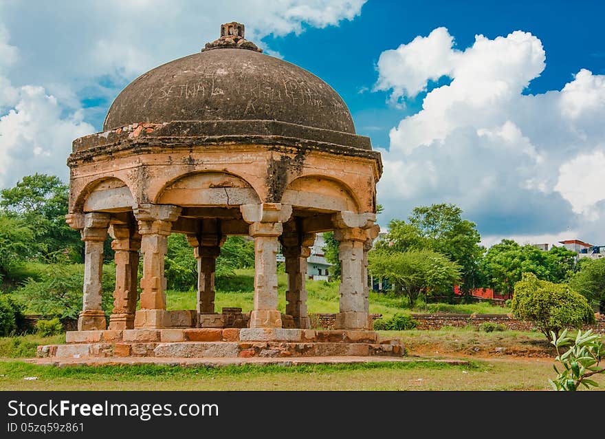 A all side open structure near qutub minar used by metcalf for for viewing, resting during his vacation. A all side open structure near qutub minar used by metcalf for for viewing, resting during his vacation.