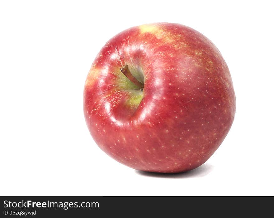 Two sweet red apple with leaf on isolated background. Two sweet red apple with leaf on isolated background