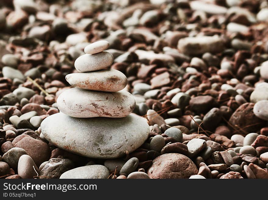 Pyramid of stones on the beach