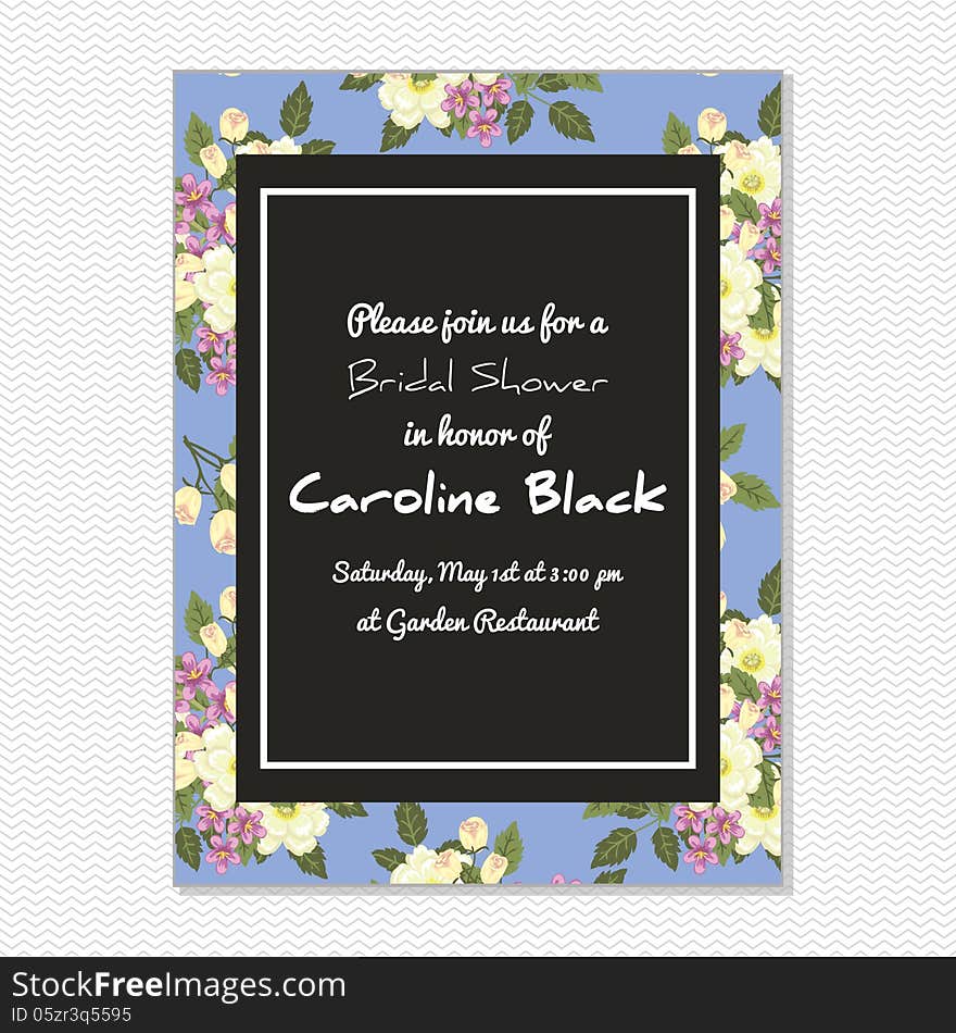 Wedding card or invitation with abstract floral background