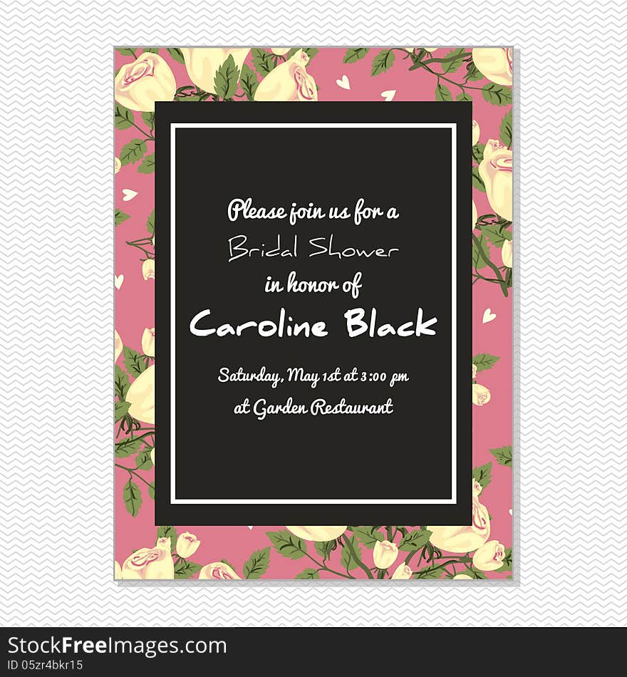 Wedding card or invitation with abstract floral background