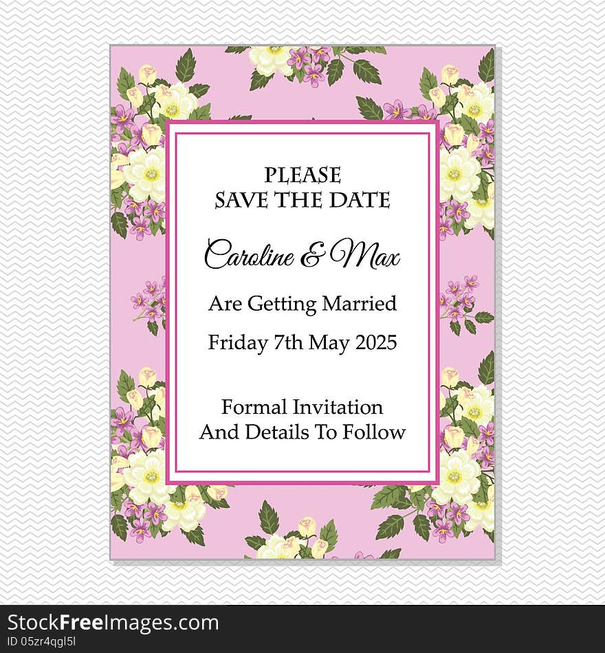 Wedding card or invitation with abstract floral background