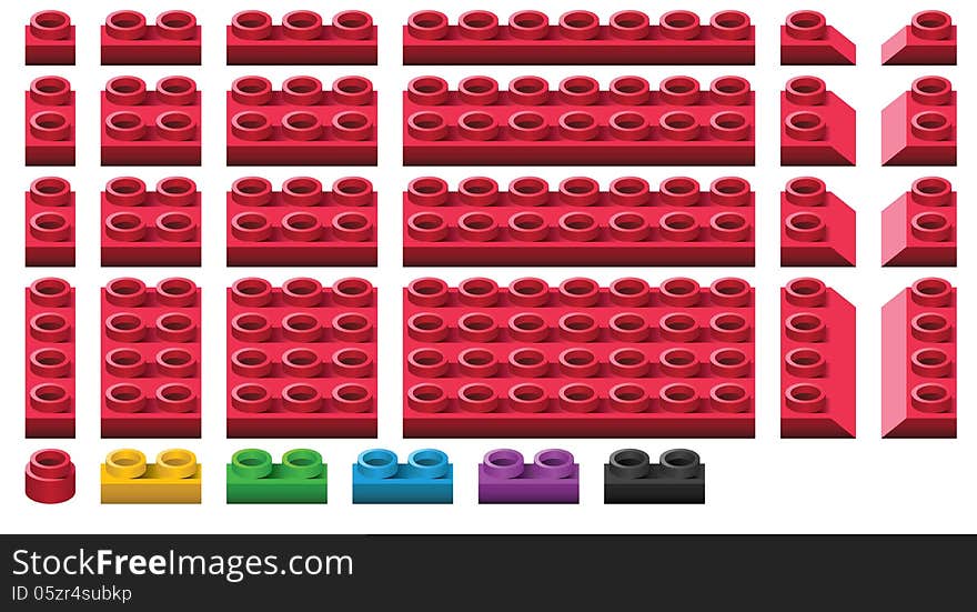 Vector set of different shaped plastic blocks. Vector set of different shaped plastic blocks.