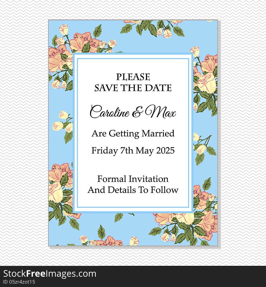 Wedding card or invitation with abstract floral background