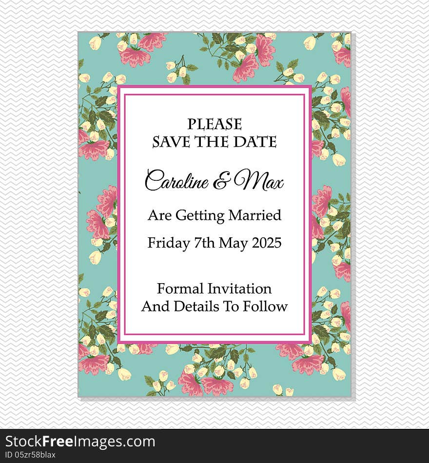 Wedding card or invitation with abstract floral background