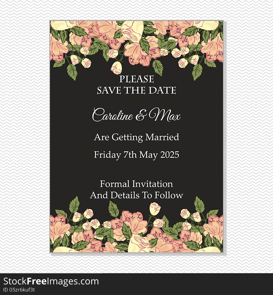 Wedding card or invitation with abstract floral background