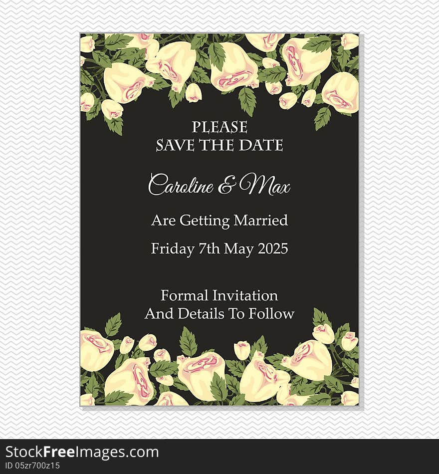 Wedding card or invitation with abstract floral background