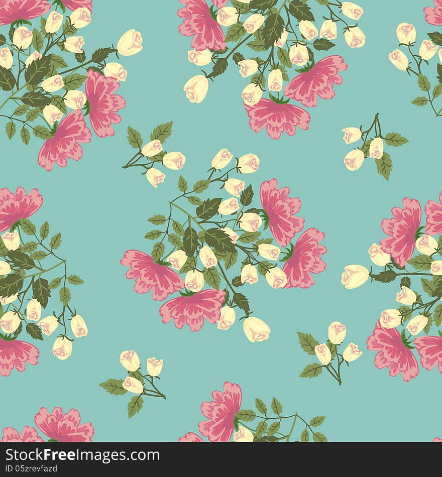 Vector seamless background with flowers. Vector seamless background with flowers