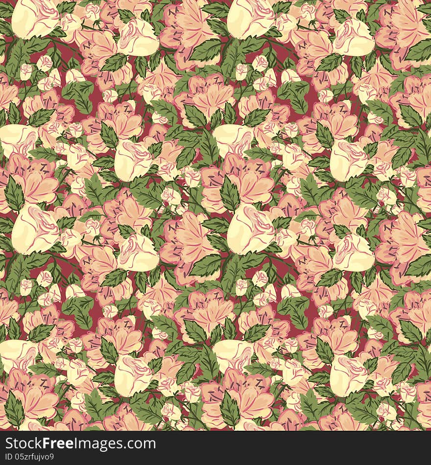 Vector seamless background with flowers. Vector seamless background with flowers