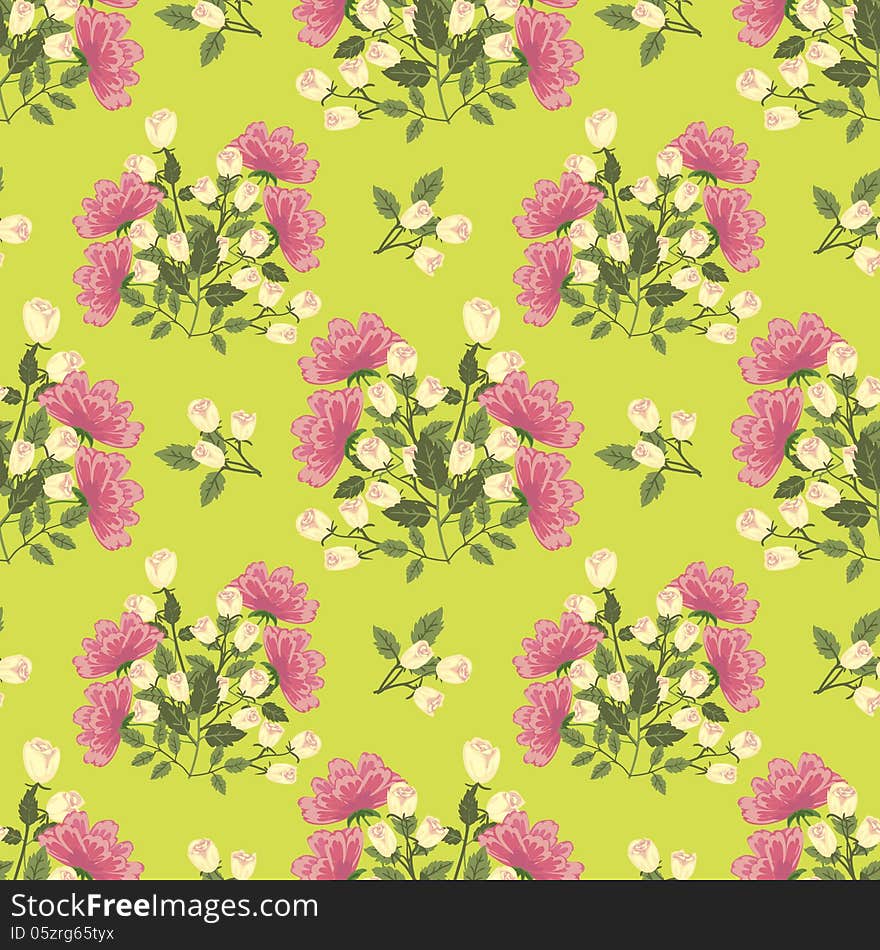 Vector seamless background with flowers. Vector seamless background with flowers