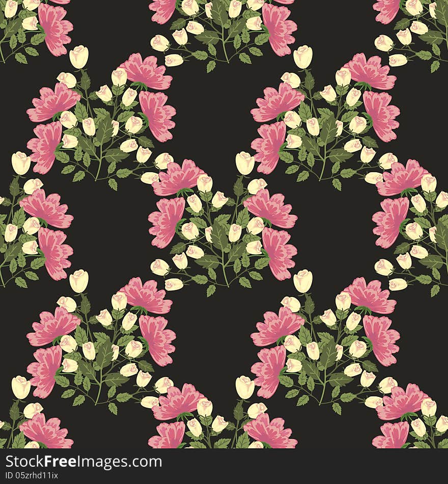 Vector seamless background with flowers. Vector seamless background with flowers