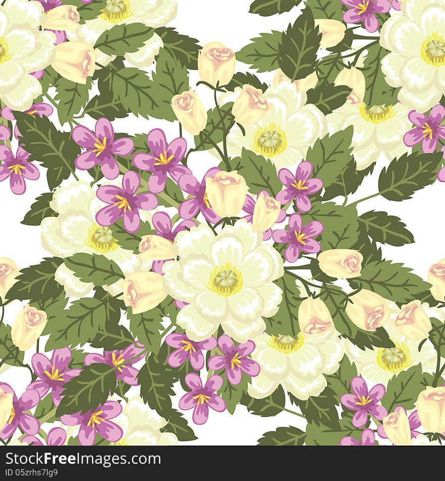 Vector seamless background with flowers. Vector seamless background with flowers