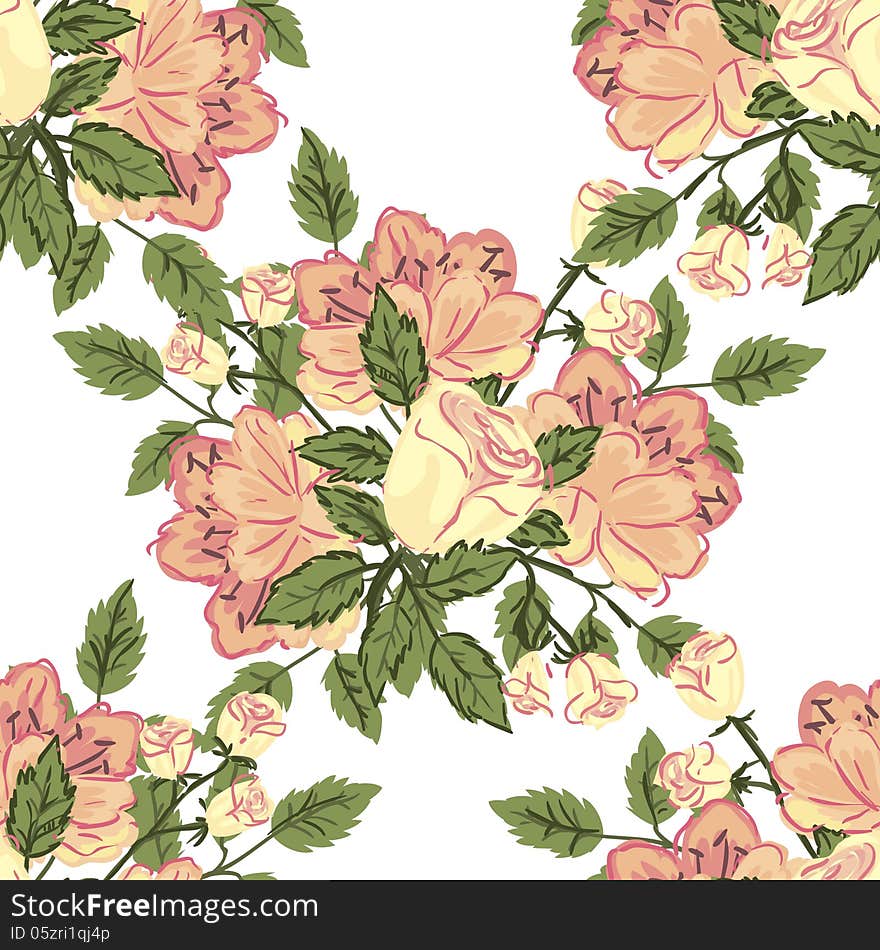 Vector seamless background with flowers. Vector seamless background with flowers