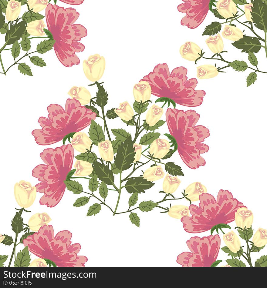 Vector seamless background with flowers. Vector seamless background with flowers