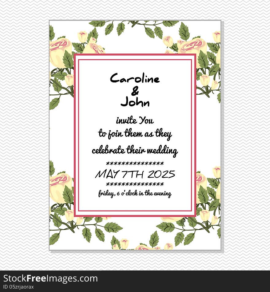 Wedding card or invitation with abstract floral background