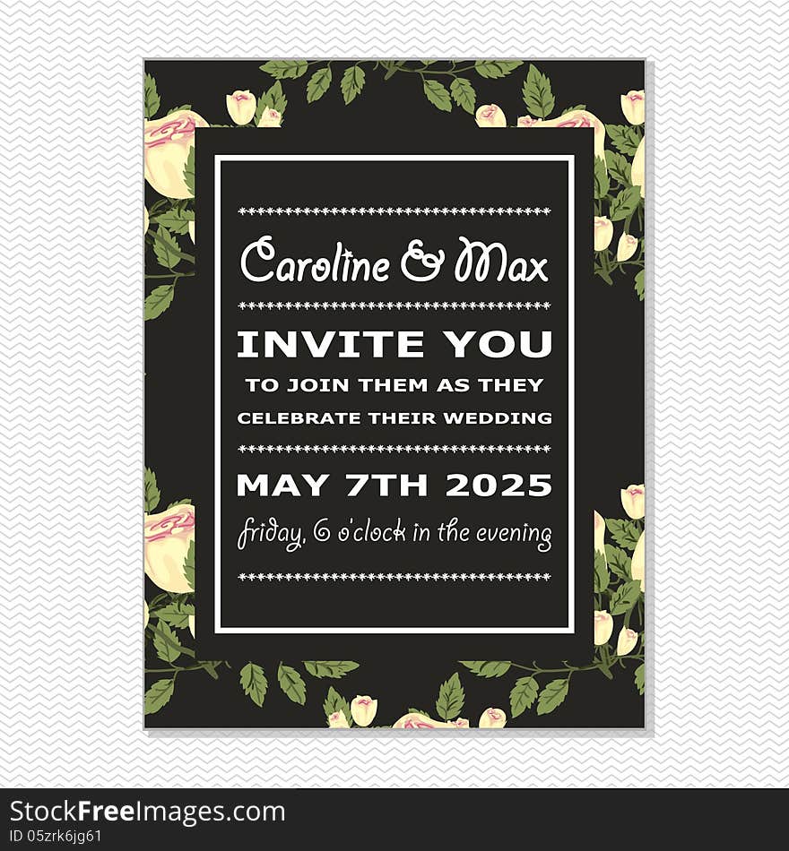 Wedding card or invitation with abstract floral background