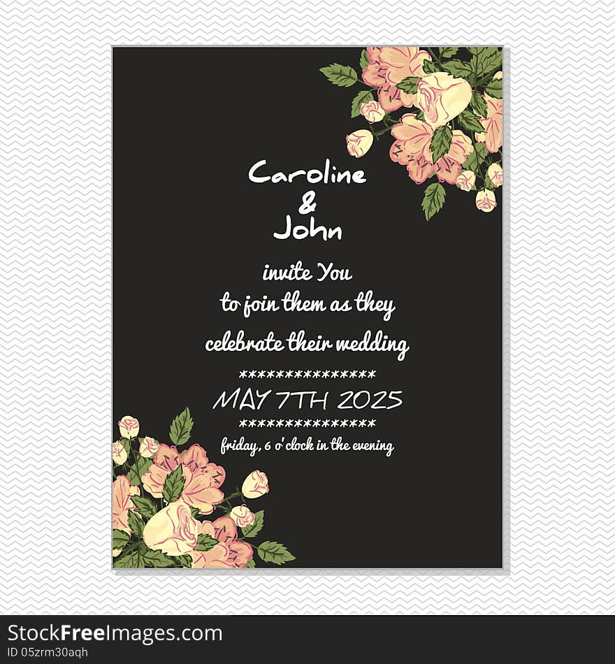 Wedding card or invitation with abstract floral background