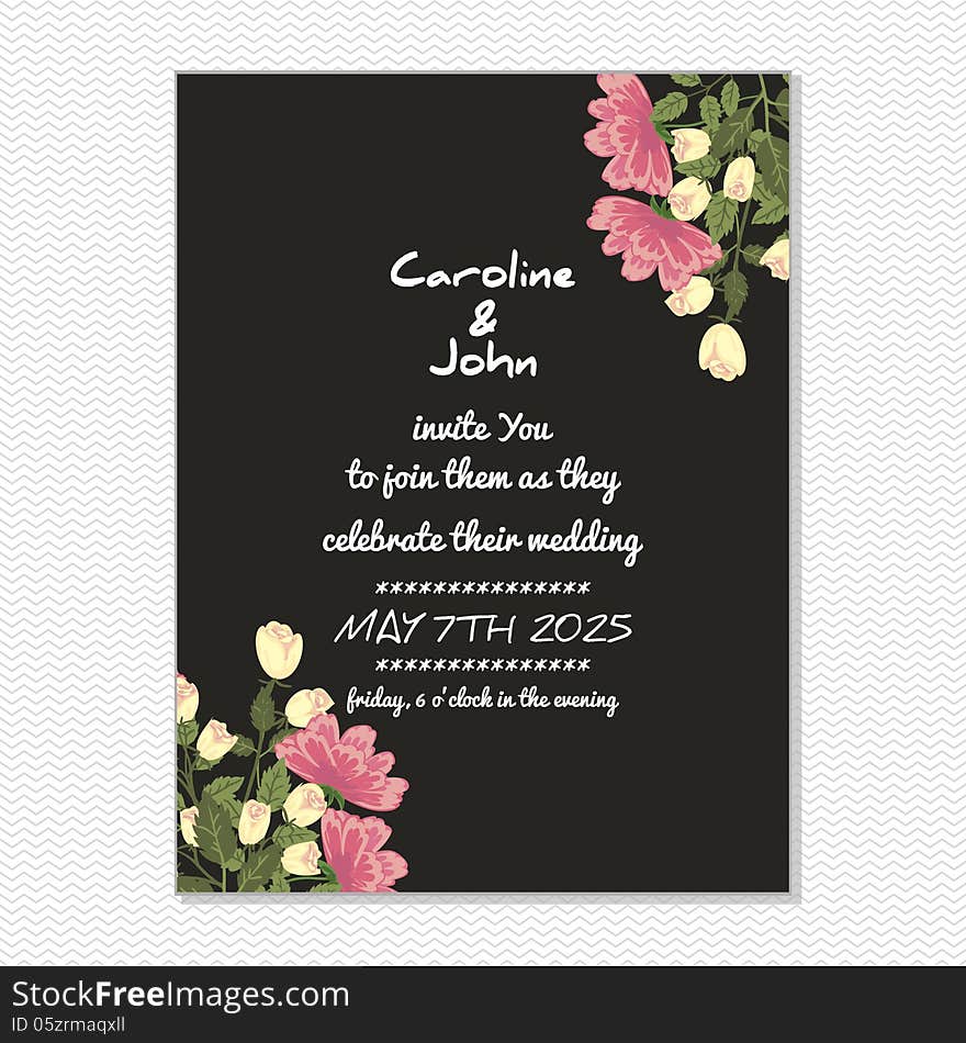 Wedding card or invitation with abstract floral background