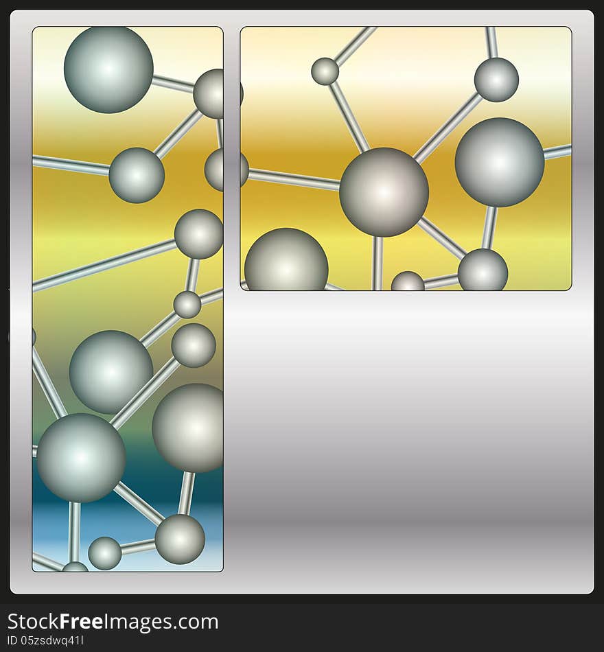 Abstract background with a metal pattern in the form of molecules. Abstract background with a metal pattern in the form of molecules