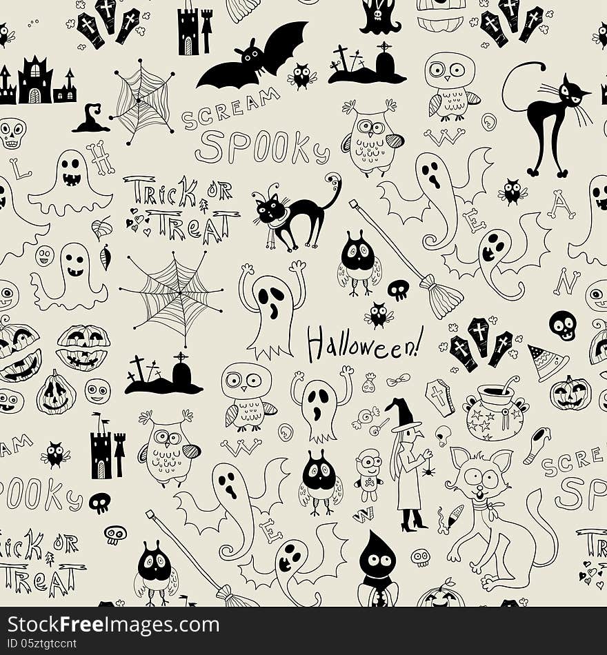 Seamless pattern with halloween icons. Seamless pattern with halloween icons