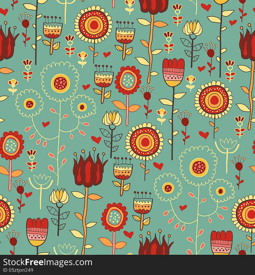 Floral seamless pattern with flowers. Floral seamless pattern with flowers