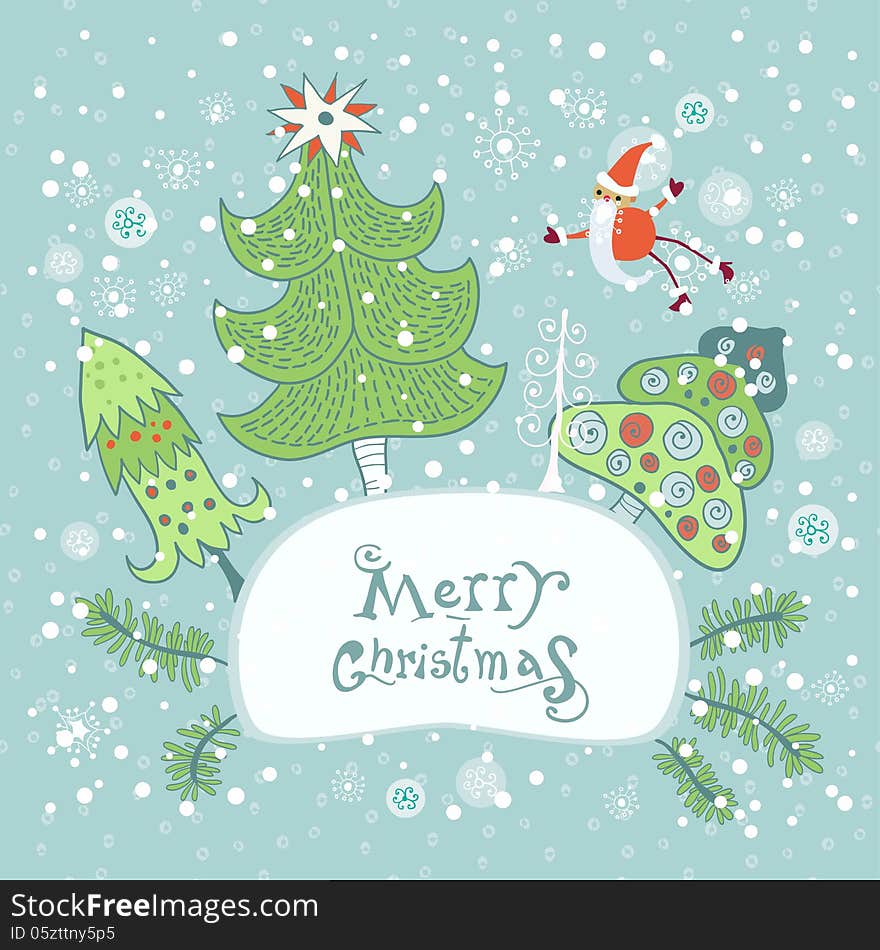 Christmas And New Year Greeting Card