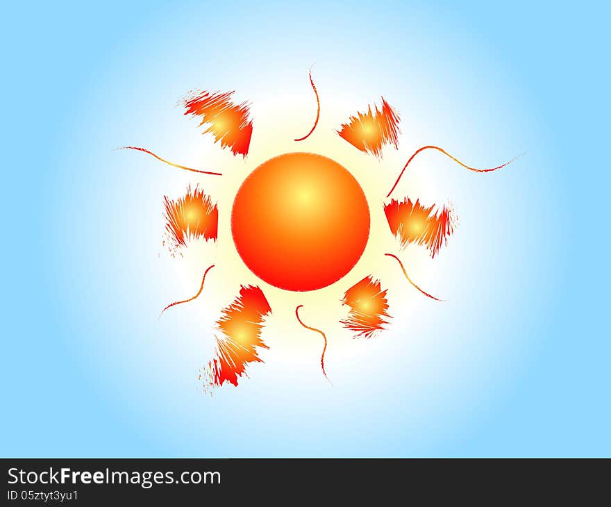 A vector based illustration of a conceptual sun logo.