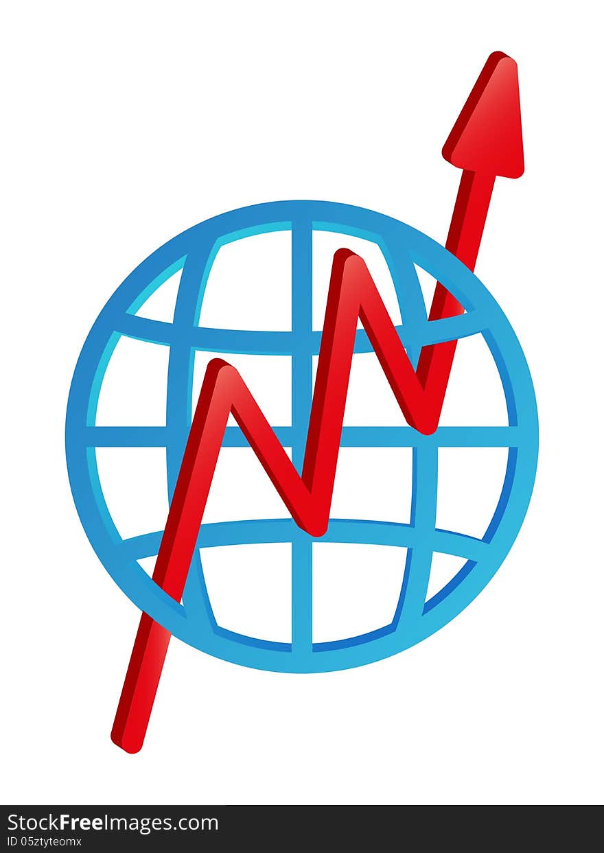 3D Statistics Arrow Going Up