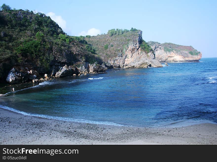 Gesing beautiful beach in the district of Gunungkidul, Yogyakarta, Indonesia